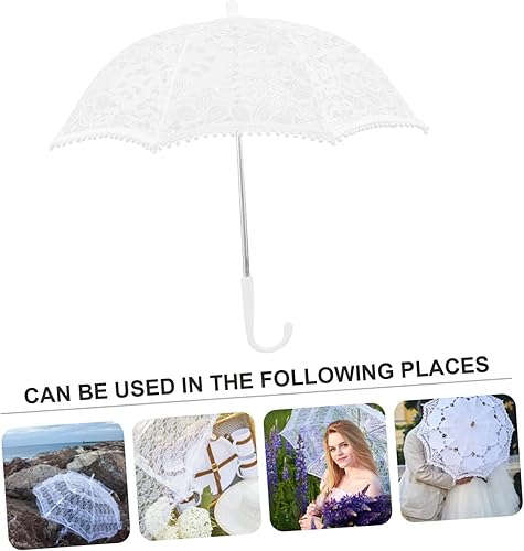 Miniatura 7 de IMIKEYA 2pcs Lace Umbrella Girl Umbrella Bridal Parasol Vintage Umbrellas for Girl Bride Parasol Wedding Umbrellas Parasols for Girl Iron Wedding