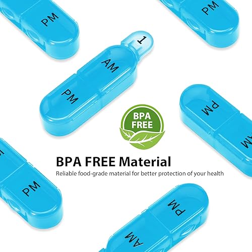 Miniatura 6 de Daviky Organizador mensual de píldoras 2 veces al día, pastillero de 30 días AM PM con recipiente separado, estuche de medicamentos de un mes dos