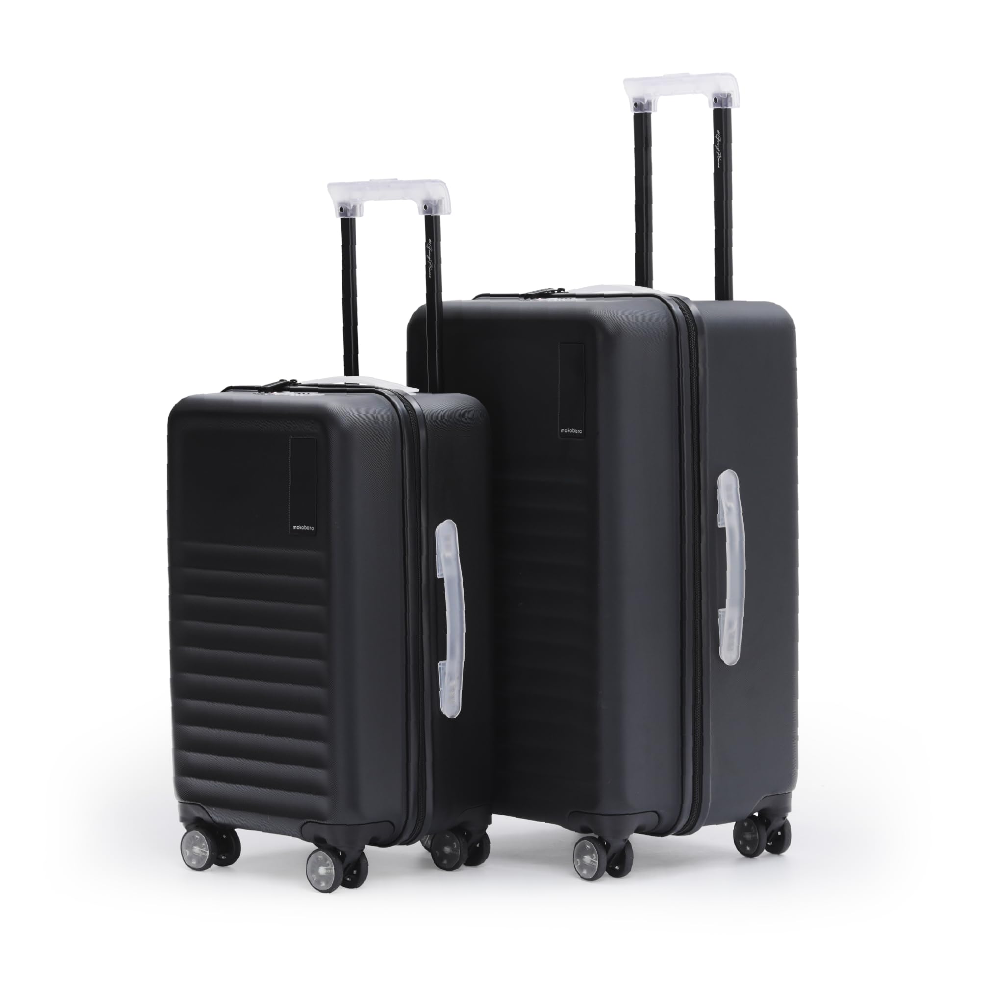 MOKOBARA Aisle Trunk Set of 2 Trolley Bag (55.5cm 65cm) Black | Cabin 40L Check-in 70L Polycarbonate Hardshell Frosted Hardware TSA Lock YKK Zippers 8 Silent Ninja Wheels 18-21 Days Travel