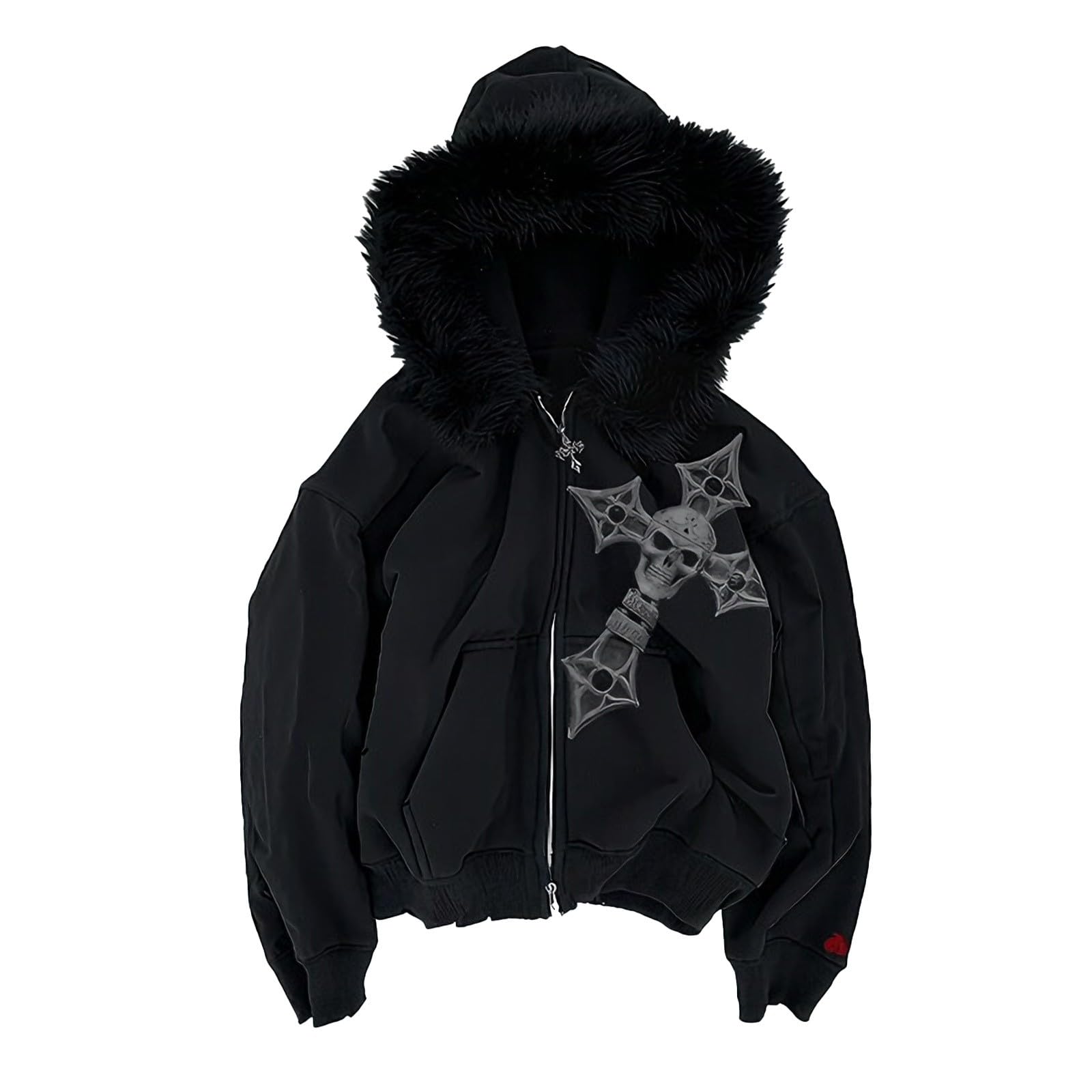 Sudadera con capucha para hombre Y2K Harajuku sudadera con capucha sólida estilo hipster chaqueta corta entretiempo gótico sudaderas suaves chaqueta de entrenamiento casual ropa de calle