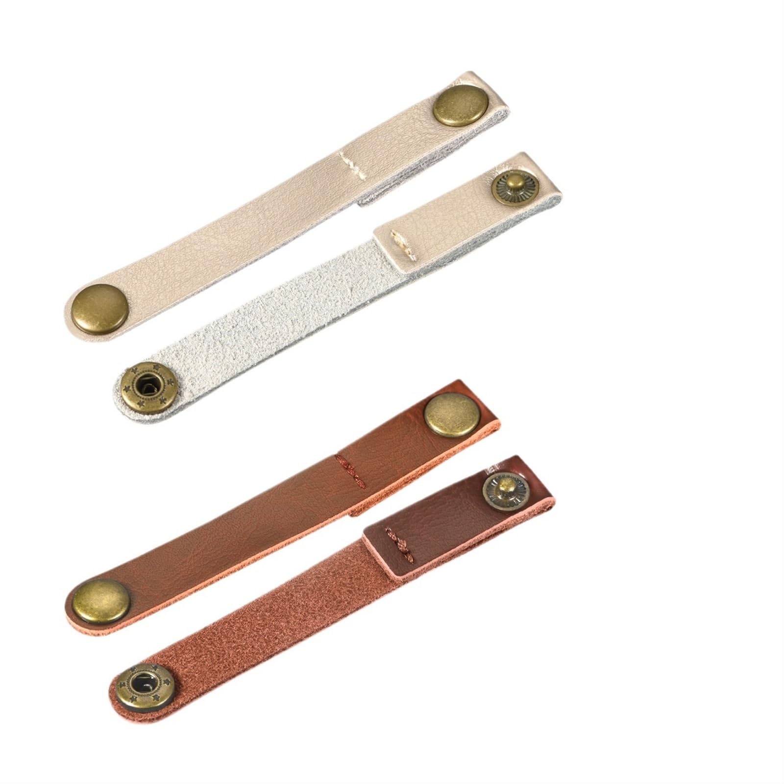 Skórzany kabel 20 szt. Wielokolorowych skórzanych pasków do kabli Organizator do zarządzania przewodami(Light Brown Golden)