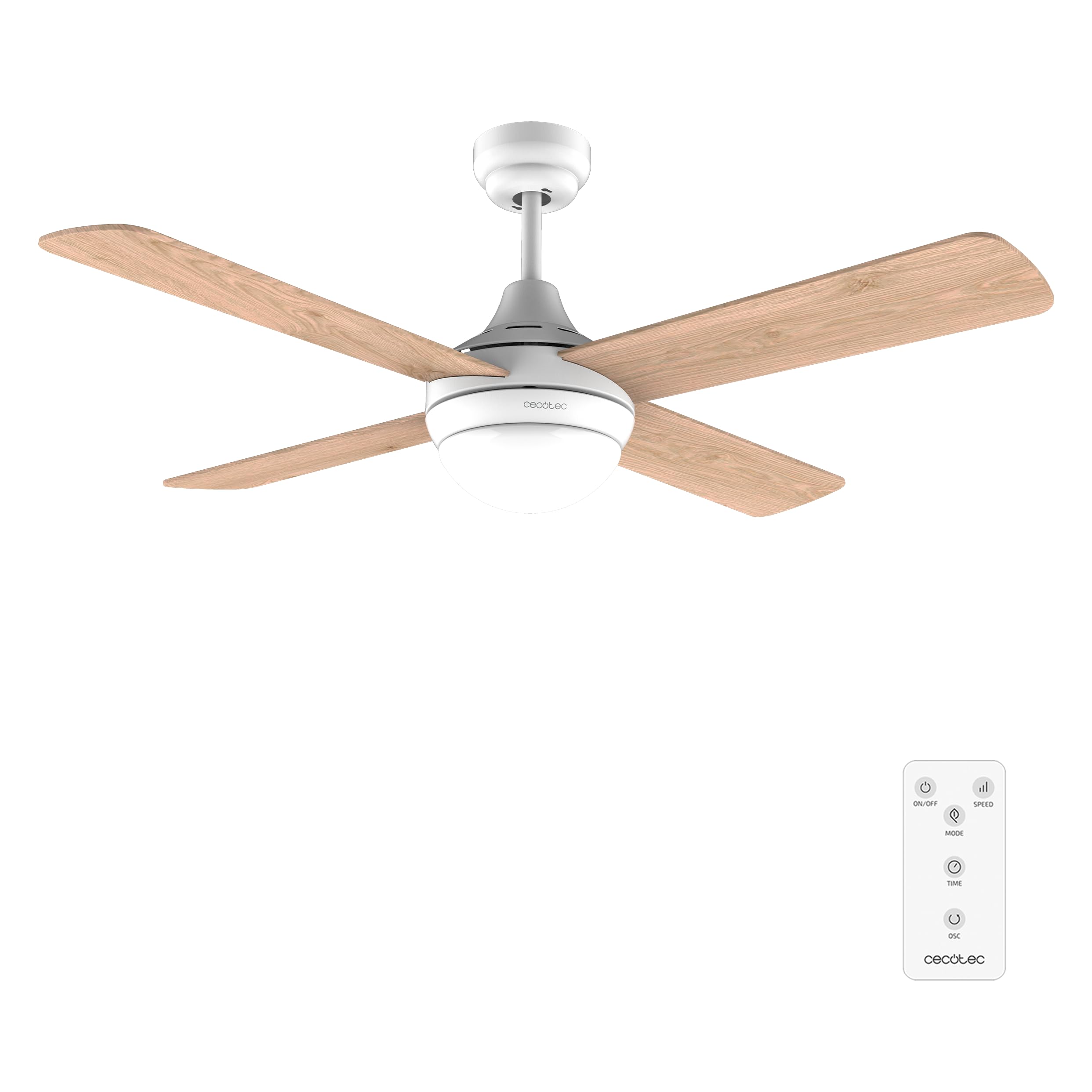 Cecotec Ventilateur de Plafond avec Lumière Energysilence Aero 4250 DC Fresh, 40 W, Moteur DC, Diamètre 42” (106 cm) avec 4 Lames Réversibles, LED, Télécommande, Minuterie, 6 Vitesses