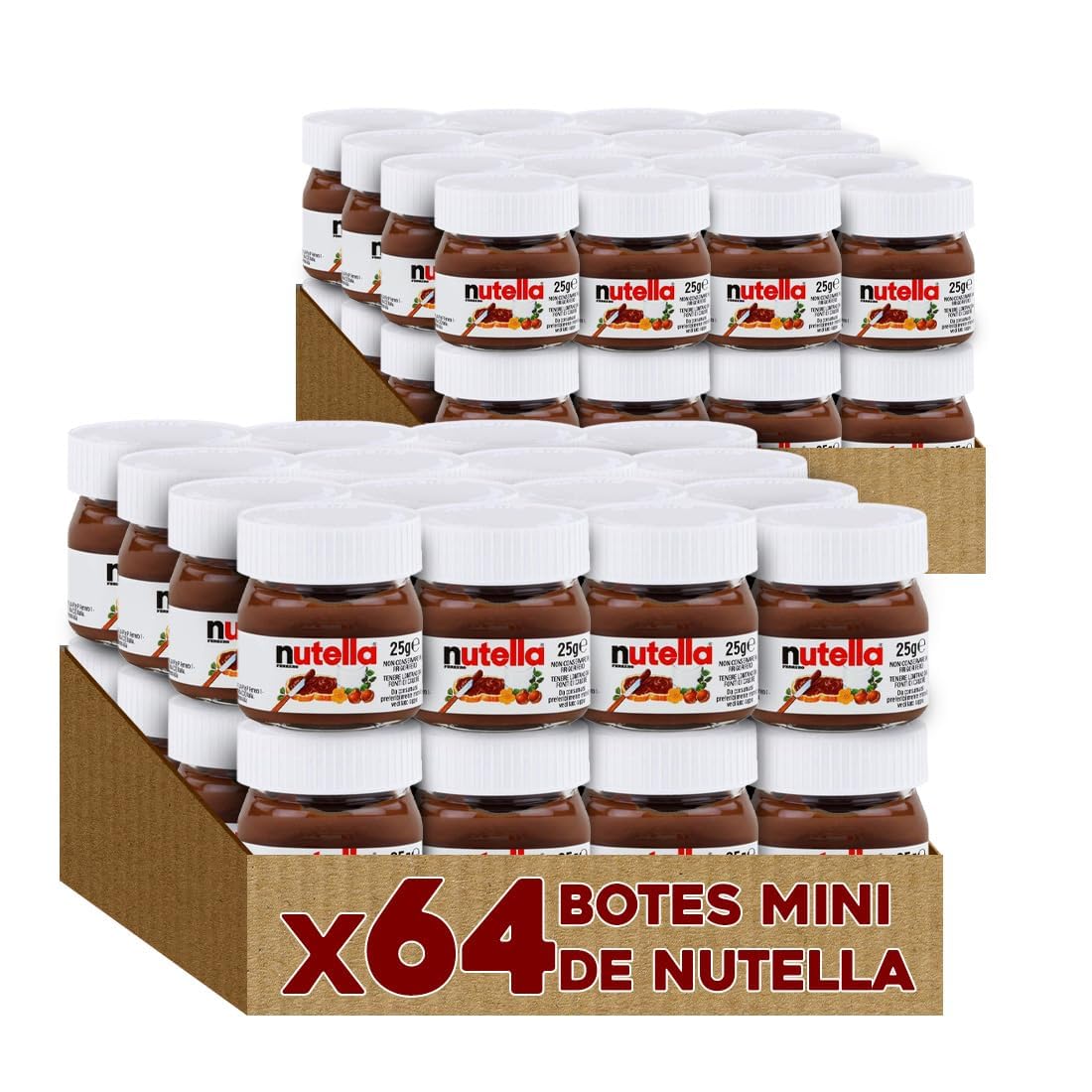 Crema de Cacao con Avellanas | Pack Mini Tarritos 25 gr | Crema de Cacao y Avellanas | Caja de Tarritos Individuales perfectos para Hosteleria, Eventos o Repostería (64 Pack)