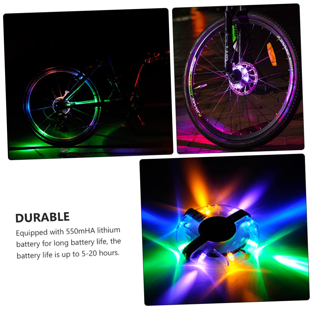 SUPVOX LED Vélo Étanche Voyant D'avertissement Voiture Vélo Lumière Feux De Vélo pour Roues Feux De Roue De Vélo Voyant Vélo Accessoires De Vélo Silver Plastique