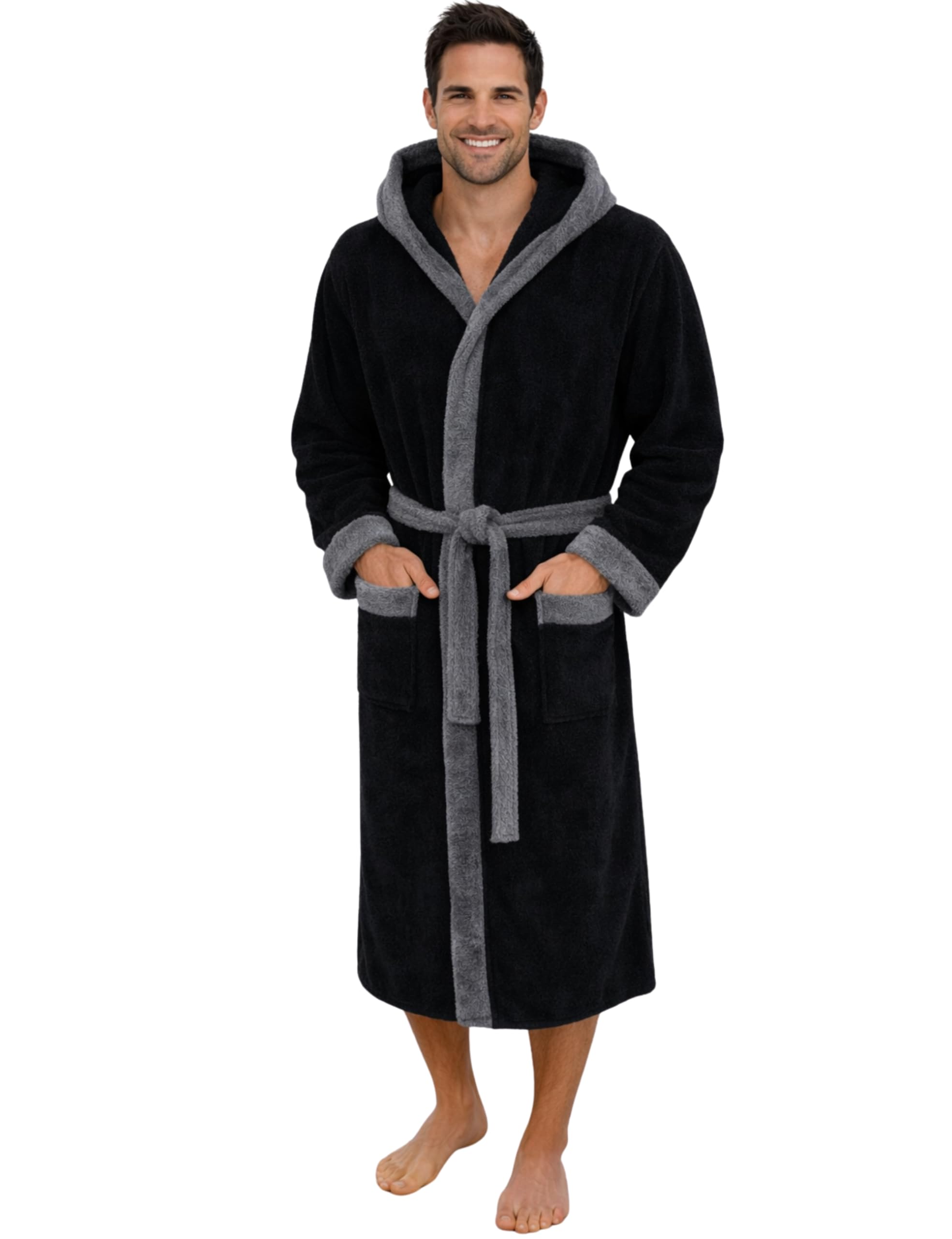 Morgenstern Albornoz Hombre 100% Algodón Rizo con Capucha – 420 g/m² – Absorbente – Certificado OEKO-TEX® – Tallas M-XXL