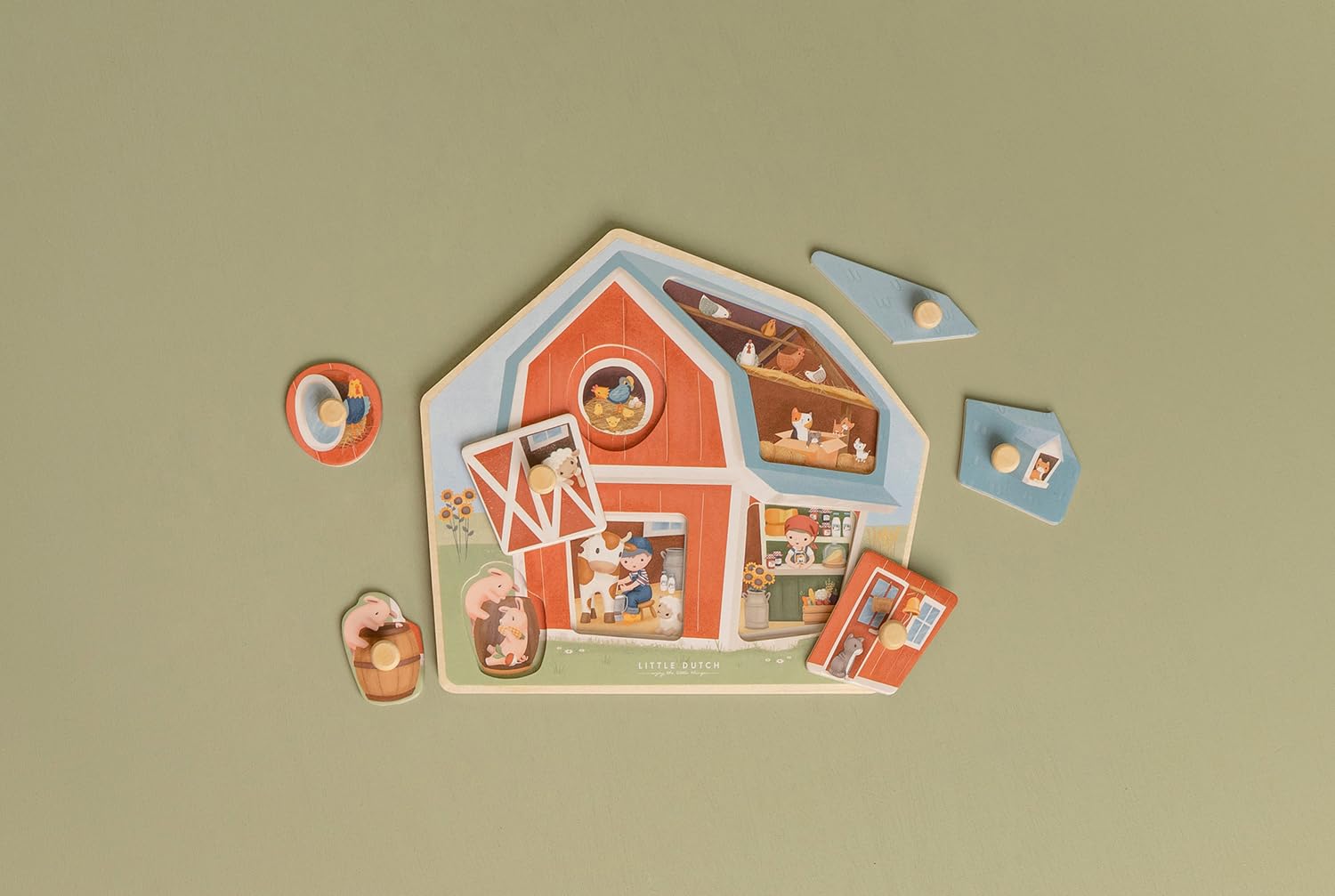 Little Dutch 7158 - Puzzle de madera con mango de madera FSC