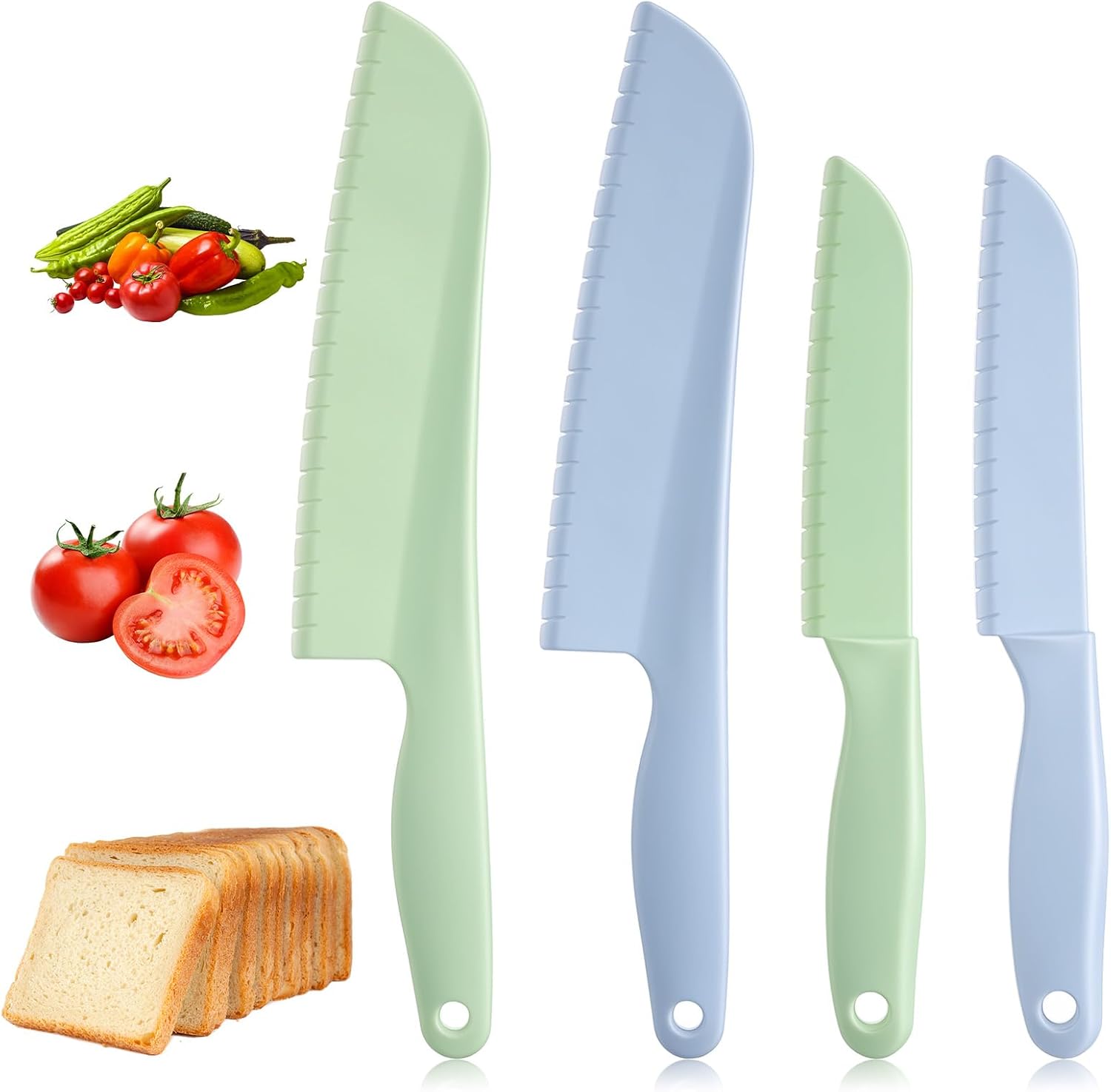 4Pcs Lettuce Knife Plastic Serrated Cutter for Veggie Fruit Cake 11''/8.5''