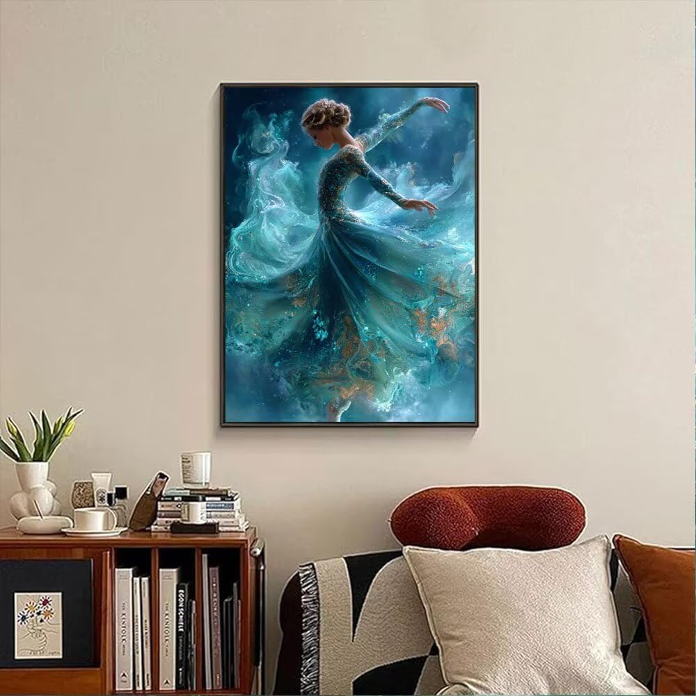 Kobiety Taniec W Niebieskim Diamentowym Malarstwie Dorosłych Zestawów, 5D Wiertła Okrągłe Diamenty Malarstwo Dzieci Malarstwo, Diamant Sztuka Haft Krzyż Haft Obrazy, Art Mozaika Dekoracje Ścienne