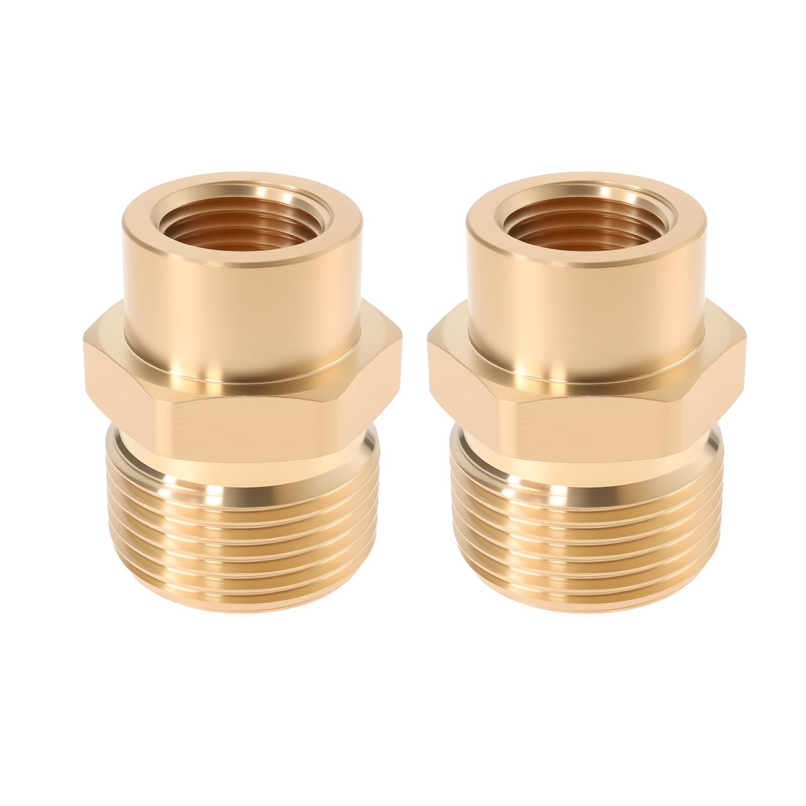 Be In Your Mind Women's Brass 2Pcs Pressure Washer Connector G1/4" To M22x1.5 Male Adapter For Pressure Washer