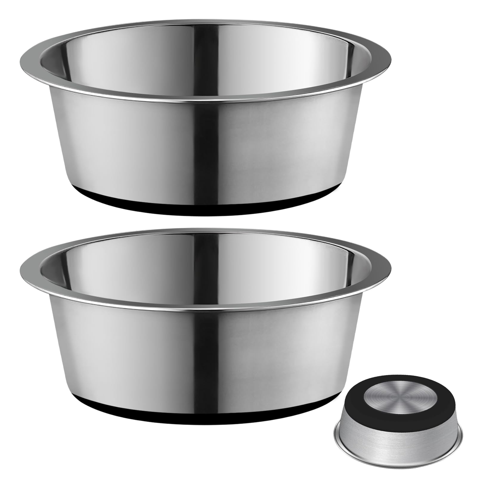 YUDANSI 2Pack Dog Bowls For Small Medium Large Dogs Cats (2500ml Stainless Steel Non Slip)(Healthy Eating Dishwasher Safe) Pet Bowl