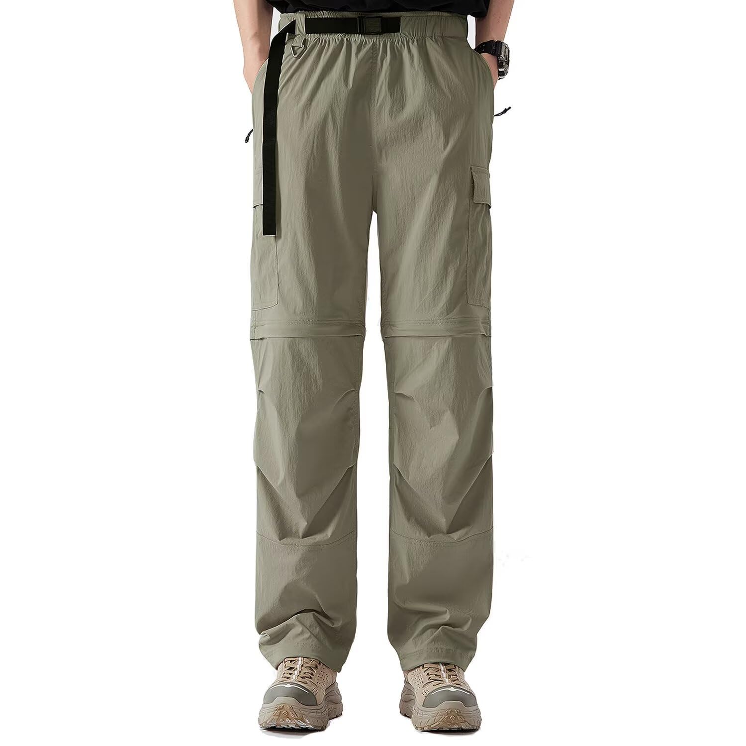 FLYGAGA Damen Wanderhose Zip Off Hose Abnehmbare Hosebeine Shorts Sommer mit Gürtel Leichte Schnelltrocknend Atmungsaktiv Funktionshose Trekkinghose Klassischer Outdoorhose Cargohose Stil
