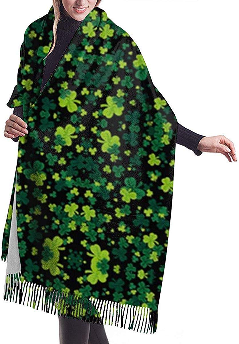 Fjqwklf Unisex As Pic Women Pashmina Wrap Scarf, St Patricks Party Shamrock Womens Scarf Large Soft Silky Pashmina Cashmere Shawl Wrap
