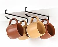 xympo Coffee Mug Hanger for Cabinet - Clip-On Under Shelf Hooks for Mugs, Cups, Utensils, Tumbler Lids (Pack of 2), No Drill Install, Fits up to 3/4" Shelves