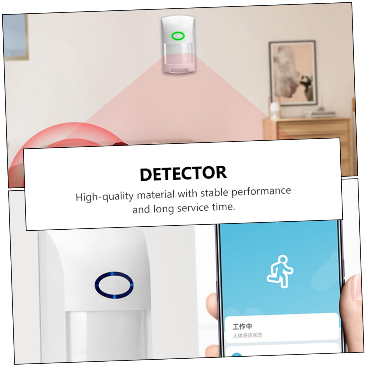 OSALADI 3 alarmas detectoras de gran angular, rango de detección, sensibilidad, diseño compacto para seguridad en interiores, color blanco