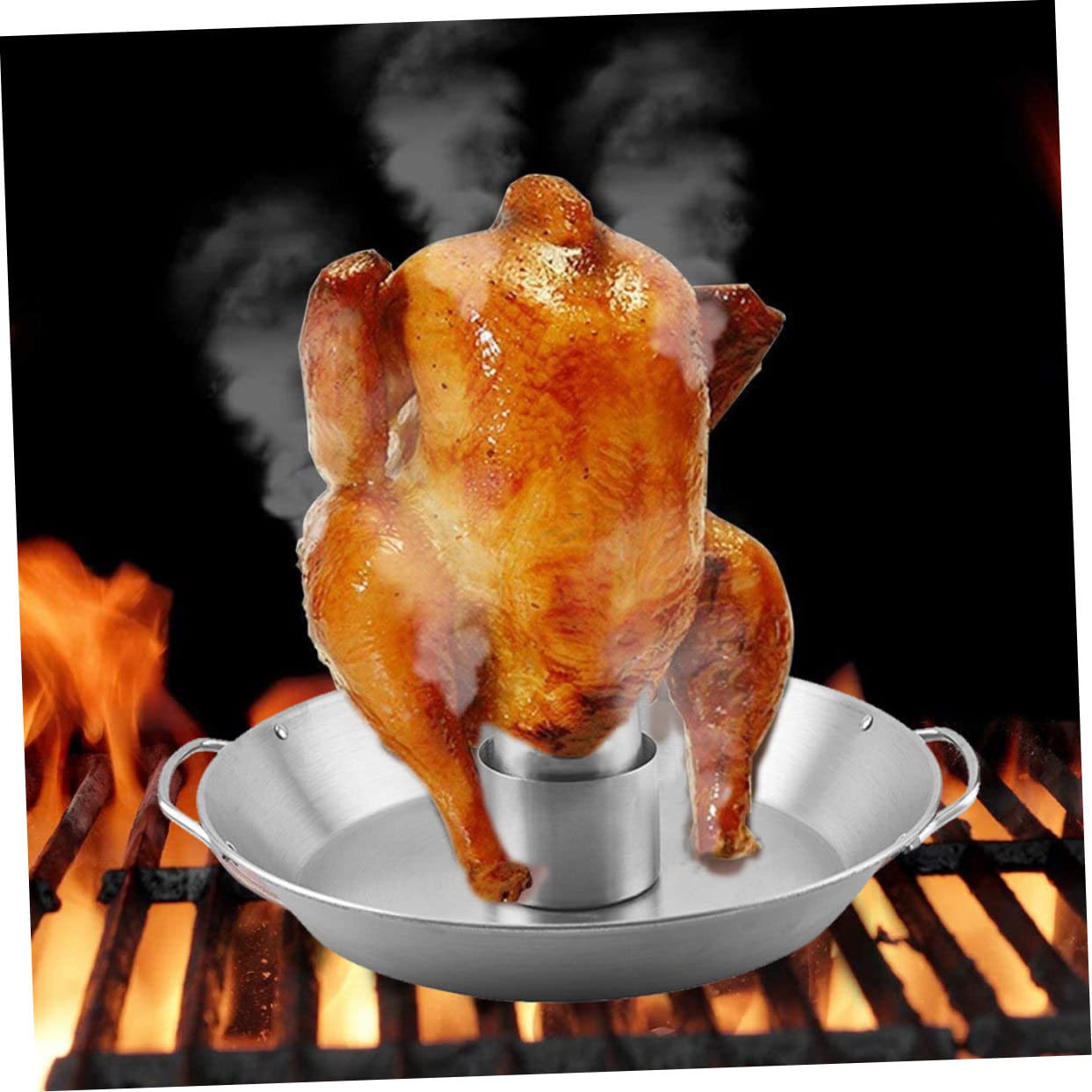 Soporte para pollo de acero inoxidable, práctica herramienta de barbacoa para asar fácilmente, perfecto para asar pollo, duradero y fácil de usar, accesorio de cocina