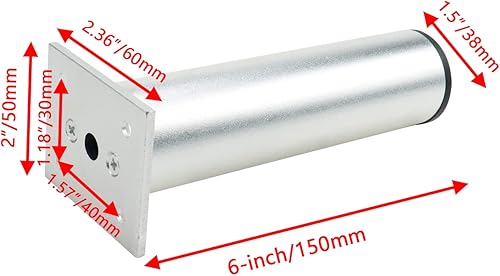 Miniatura 2 de Patas de muebles de 6 pulgadas, patas de metal plateadas, patas ajustables para muebles, 4 unidades
