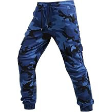 yolsun Men Camo Cargo Jogger Sweatpants, Men Camouflage Pants Casual Drawstring Sport Jogging Pants Outdoor Trousers