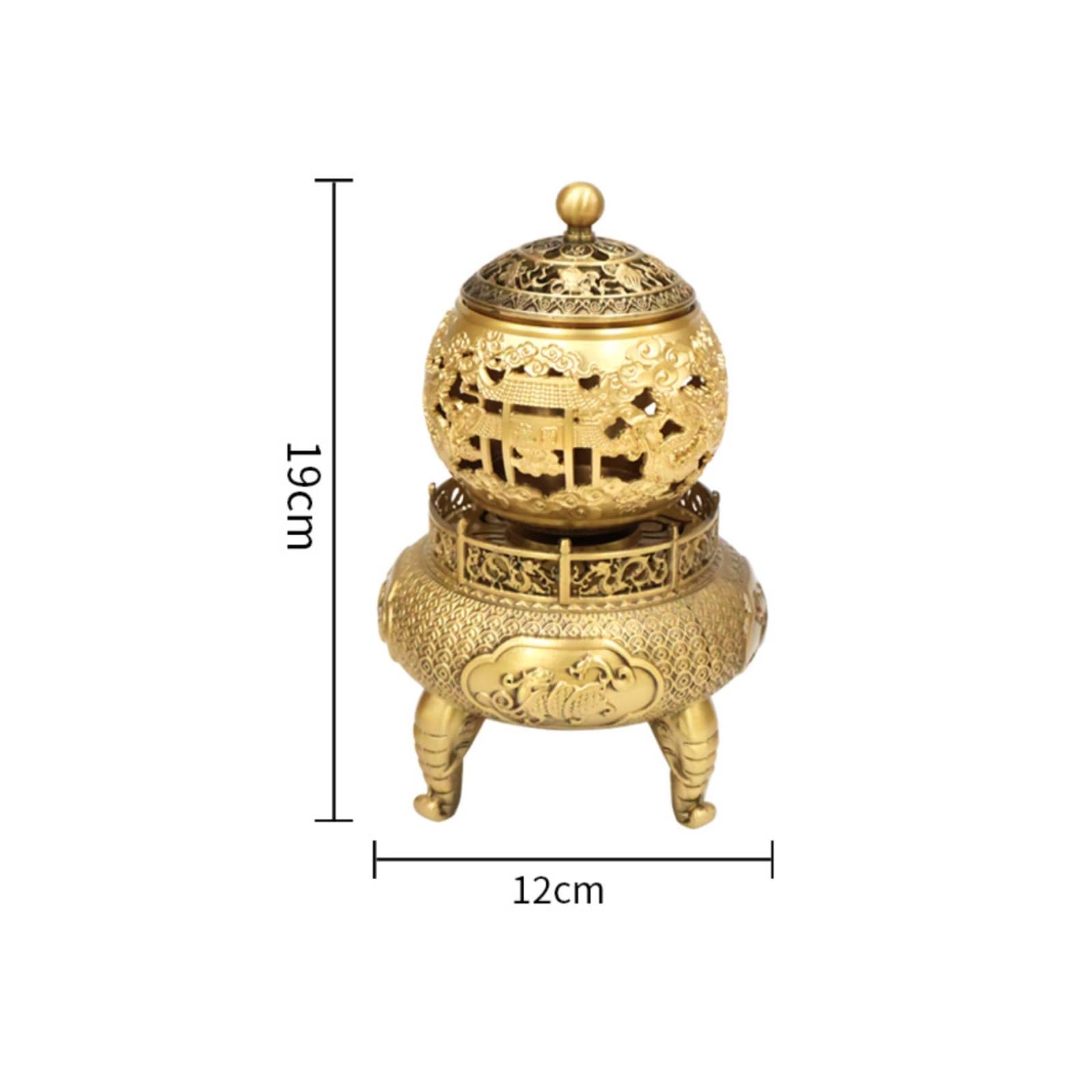 MagiDeal in Ottone tore Censiere Diffusore Compatto da Tavolo con Coperchio Forato Finiture in Rilievo Robuste Adatto a Meditazione Tisane Scrivania Mensole, Ottone
