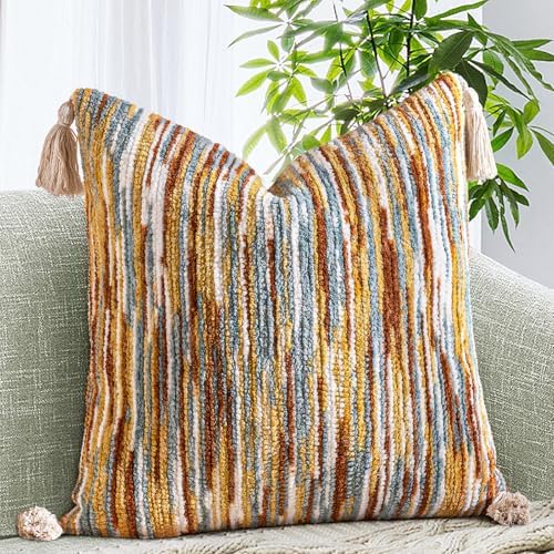 AmHoo Boho Throw Pillow Cover Decorative Bohemian Woven Tufted St...