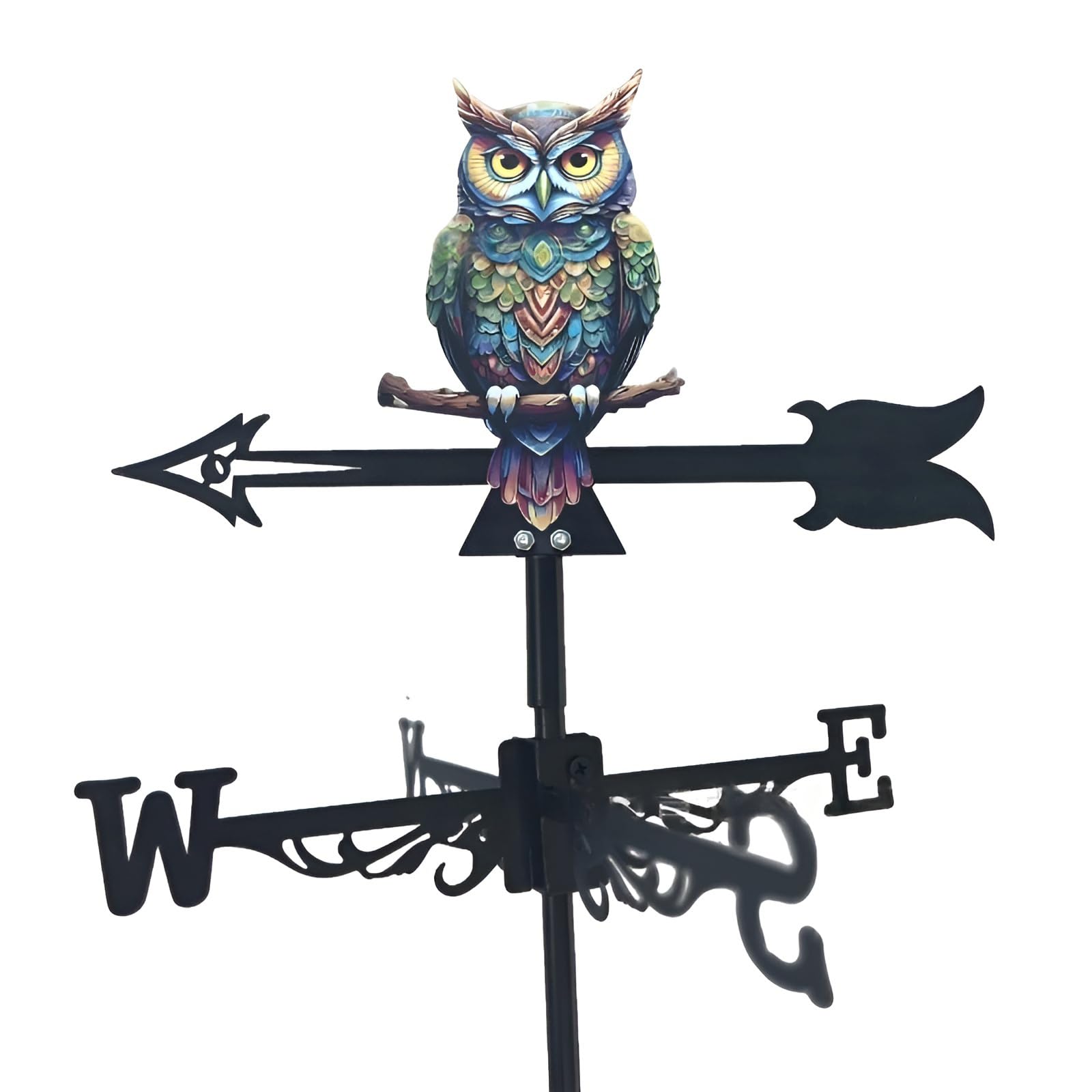 SYFUNLV Owl Weather Vane,Owl on Branch Weathervanes,Black Metal Weather Vanes Roof Mount,Animal Weather Vanes,for the Garden,Yard,Sheds,Yard,Patio,Farmhouse (Style 4)