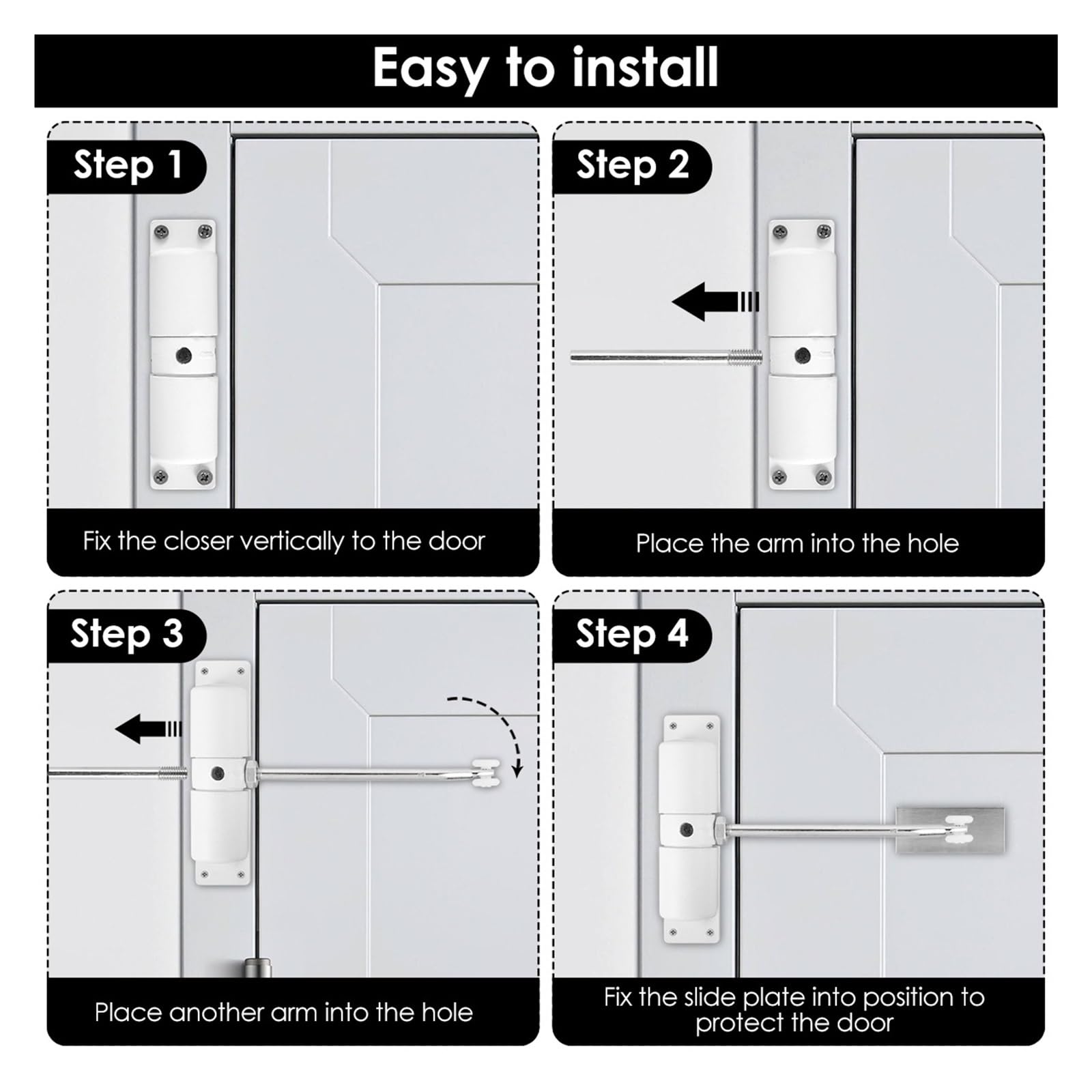 Chiudiporta a molla in metallo resistente, montato su cerniera | Hardware di sicurezza durevole for la chiusura automatica delle porte interne ed esterne(2 Pcs)