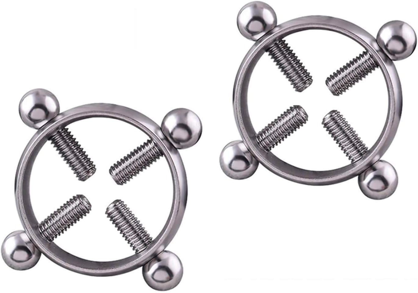 1 Pair Clip on Non-Pierce Fake Ring Shields with Screw Adjustable Circle Body Piercing Jewelry