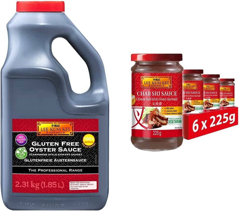 Lee Kum Kee Gluten free Oyster Sauce 2.31 Kg & Char Siu Sauce 225g