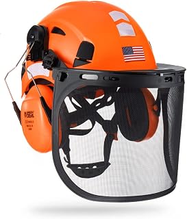 GREEN DEVIL Mervex Forestry Chainsaw Helmet: 3-in-1 Safety Hard Hat with Mesh Visor, Earmuffs & ANSI Z89.1 Certification