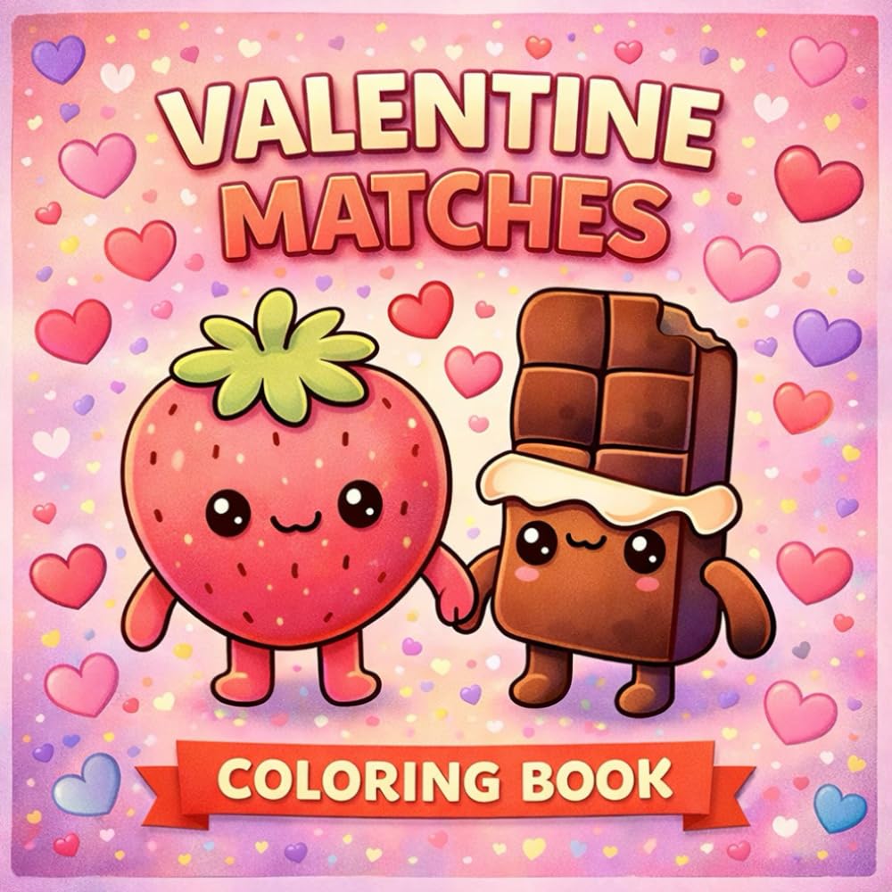 Valentine Matches Coloring Book: Cute Food Friends and Perfect Pairs Coloring Pages for Kids and Adults | Adorable Kawaii Style Valentine Coloring ... Sweet Couples and Relaxing Creative Fun
