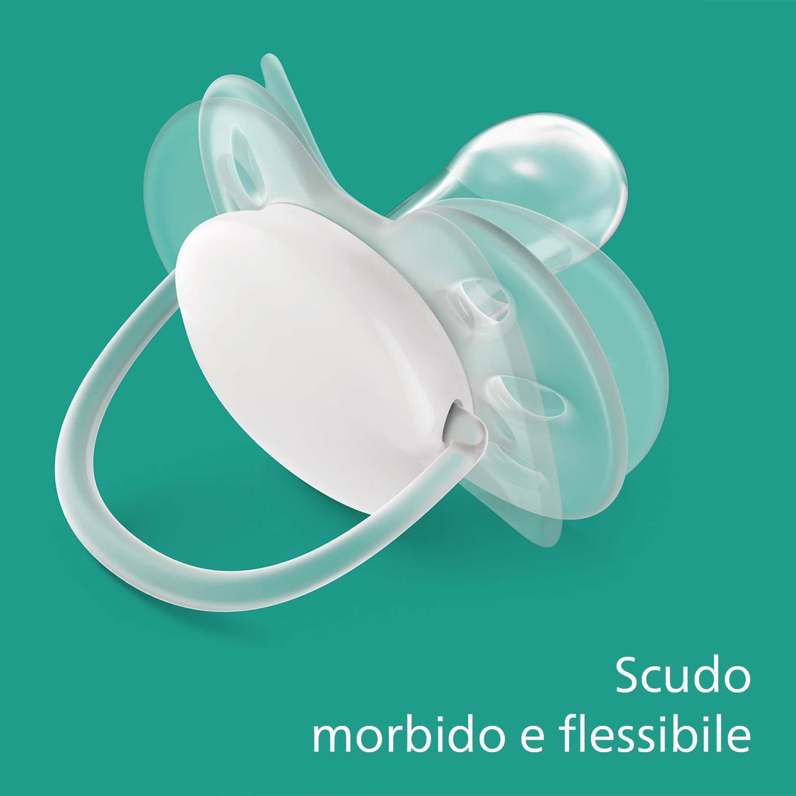 Ciuccio Philips Avent ultra soft - 2 ciucci morbidi e flessibili per bambini di età compresa tra 6 e 18 mesi, senza BPA, con custodia da trasporto per sterilizzatore (modello SCF091/33)