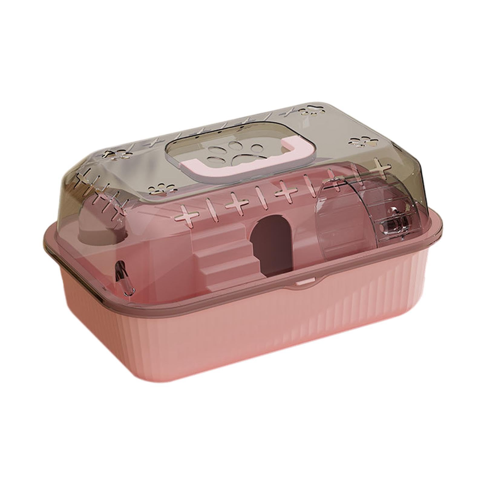 LOVIVER Petit conteneur pour Animaux de Compagnie, boîte de Transport pour Hamster, Cage Portable pour gerbilles, Rats, Planeur de Sucre, Lapin, cochons, Rose