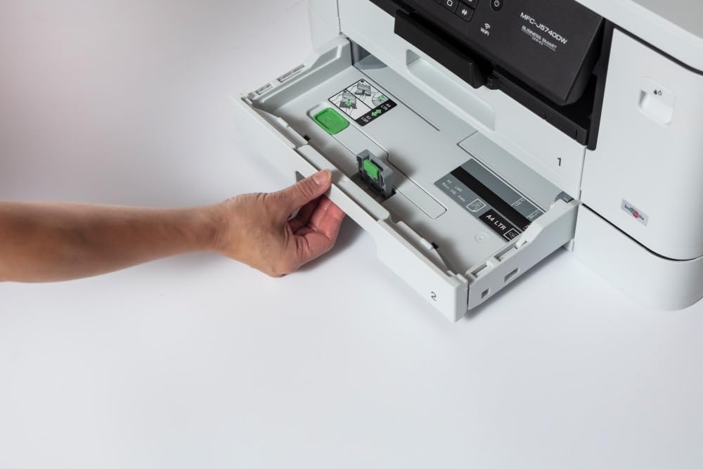 Brother MFCJ5740DW | Multifunzione Inkjet a colori con stampa A4/A3 | Due cassetti da 250 fogli cad e ADF da 50 | Touchscreen 8.8 Cm | USB, LAN, WiFi | Colore Bianco | Cartucce incluse da 550 pag