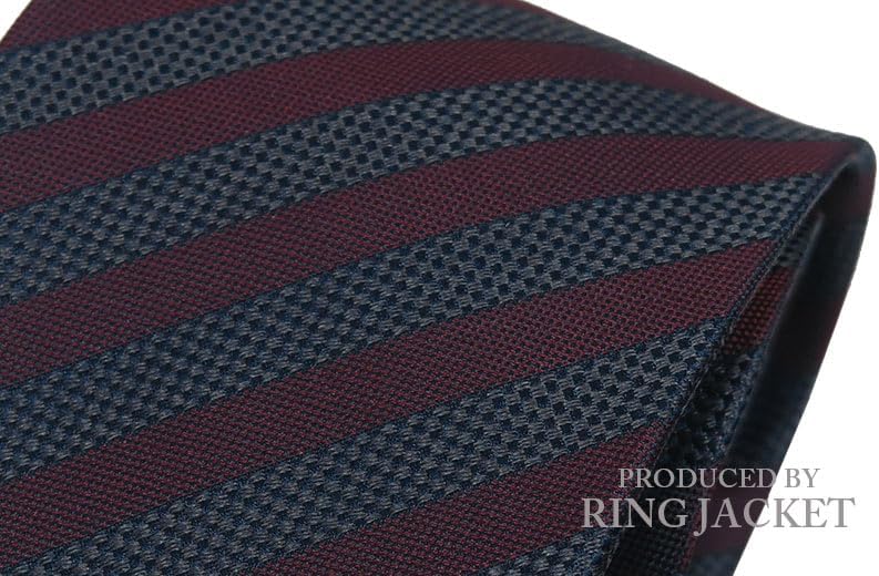 [リングヂャケット] [ PRODUCED BY RING JACKET ] ストライプタイ (ネイビー系の織り地にダークエンジのス