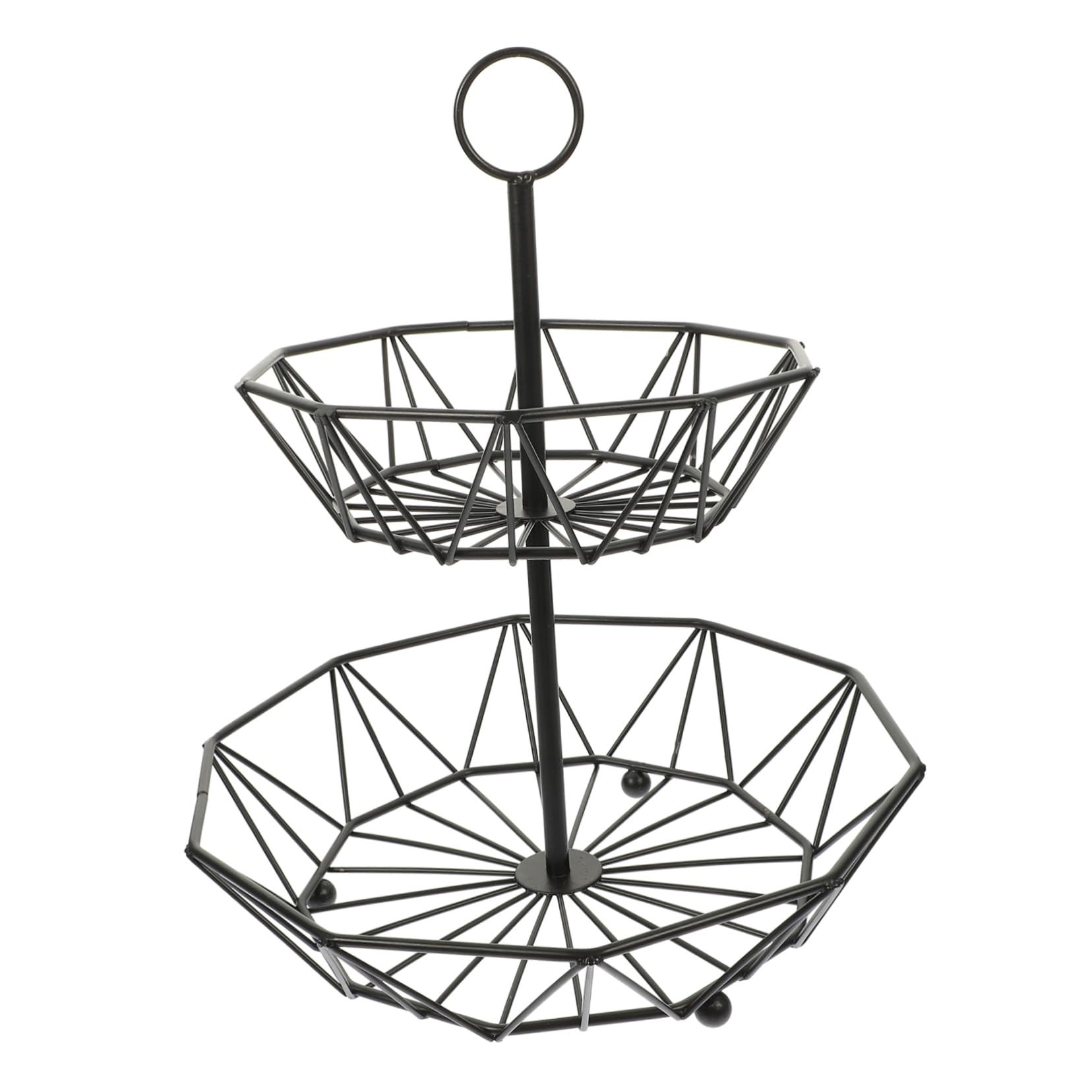 SOLUSTRE Tiered Fruit Basket for Kitchen Counter White Iron Fruits Serving Basket