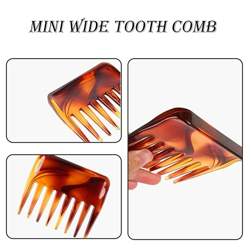 Miniatura 3 de Mini peine de dientes anchos, pequeño bolso de viaje, peine desenredante para barba para cabello rizado y ondulado, peine de cuidado portátil, peine