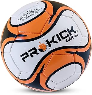 Blaze All Hand Stitched 32 Panel PU Football, Size 5 (White/Orange/Black)