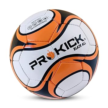 Prokick Blaze All Hand Stitched 32 Panel PU Football, Size 5 (White/Orange/Black)