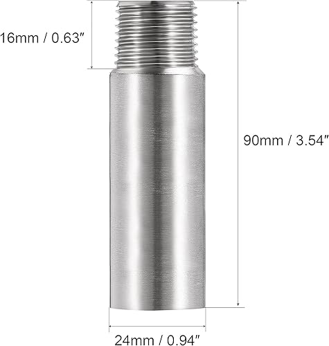 Miniatura 3 de Awclub Brazo de extensión de cabezal de ducha, 3.5 pulgadas 12PT macho x 12PT hembra rosca 304 acoplador de montaje de tubería de acero inoxidable