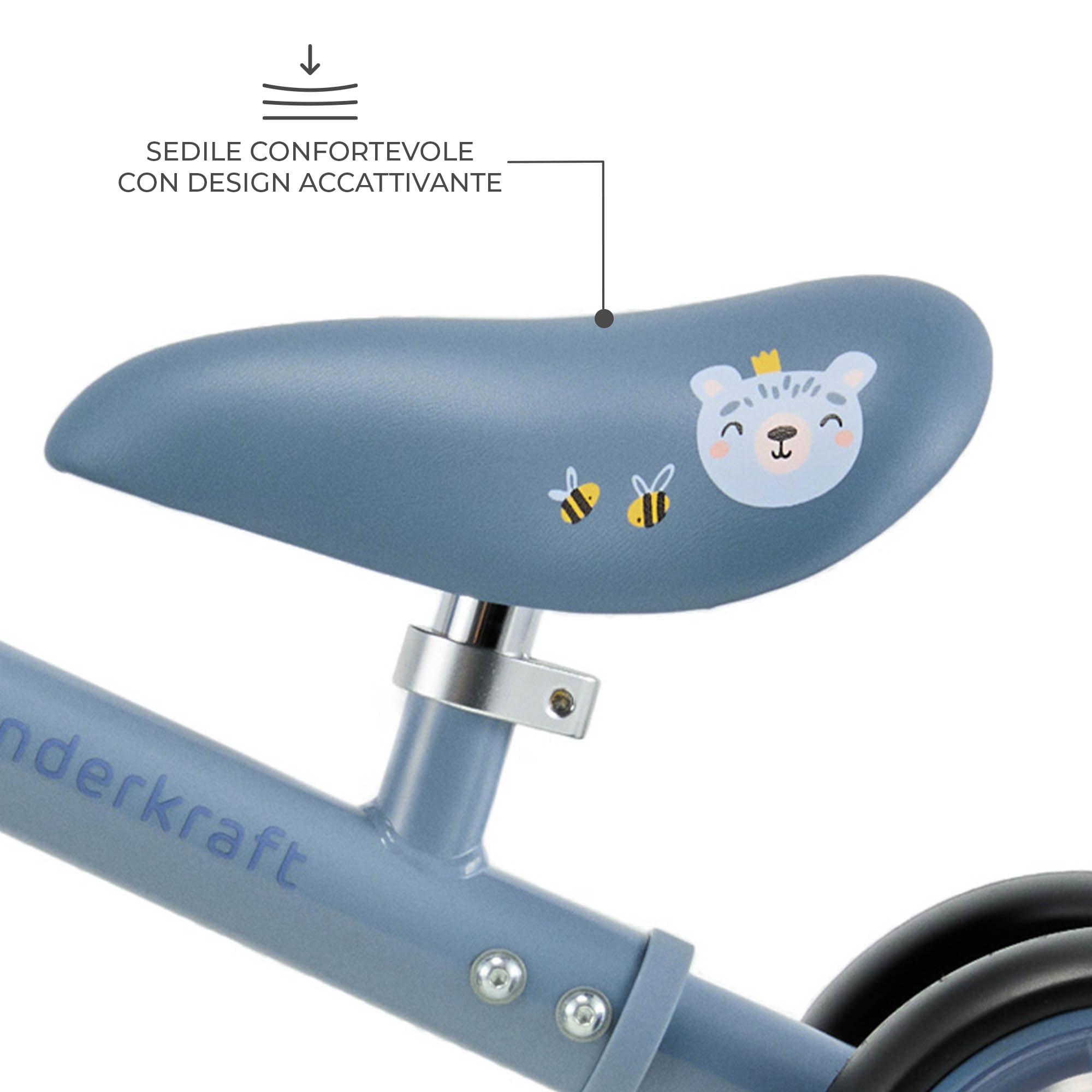 Kinderkraft CUTIE FLASH, bicicletta educativa per bambini, senza pedali, ruote con luci a LED, design moderno, costruzione sicura, per bambini a partire da 1 anno, Blu