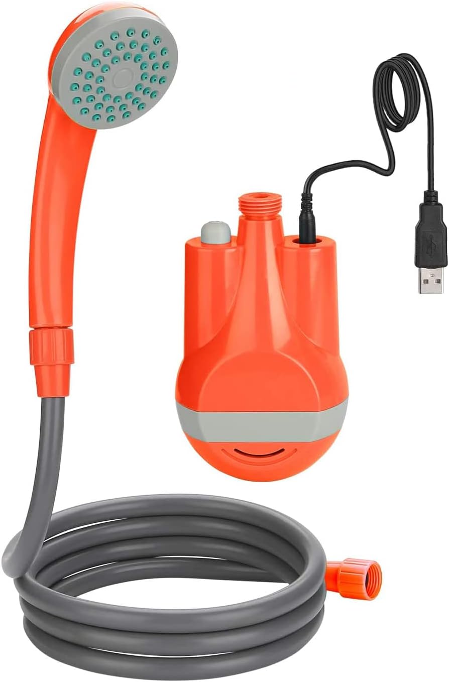 MOPUEHEL Rechargeable Camping Shower, Portable Outdoor Shower, Compact
