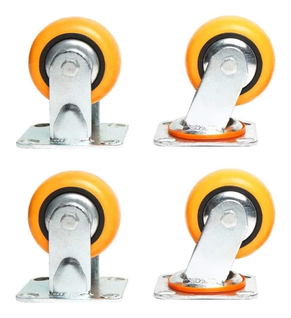 Roue de Frein à Courroie Universelle en polyuréthane Robuste 4 Pouces 5 Pouces 6 Pouces Roue muette Roue Plate Roue Poussoir (Couleur : 4 roulettes pivotantes, Taille : 4 Pouces (100 mm))