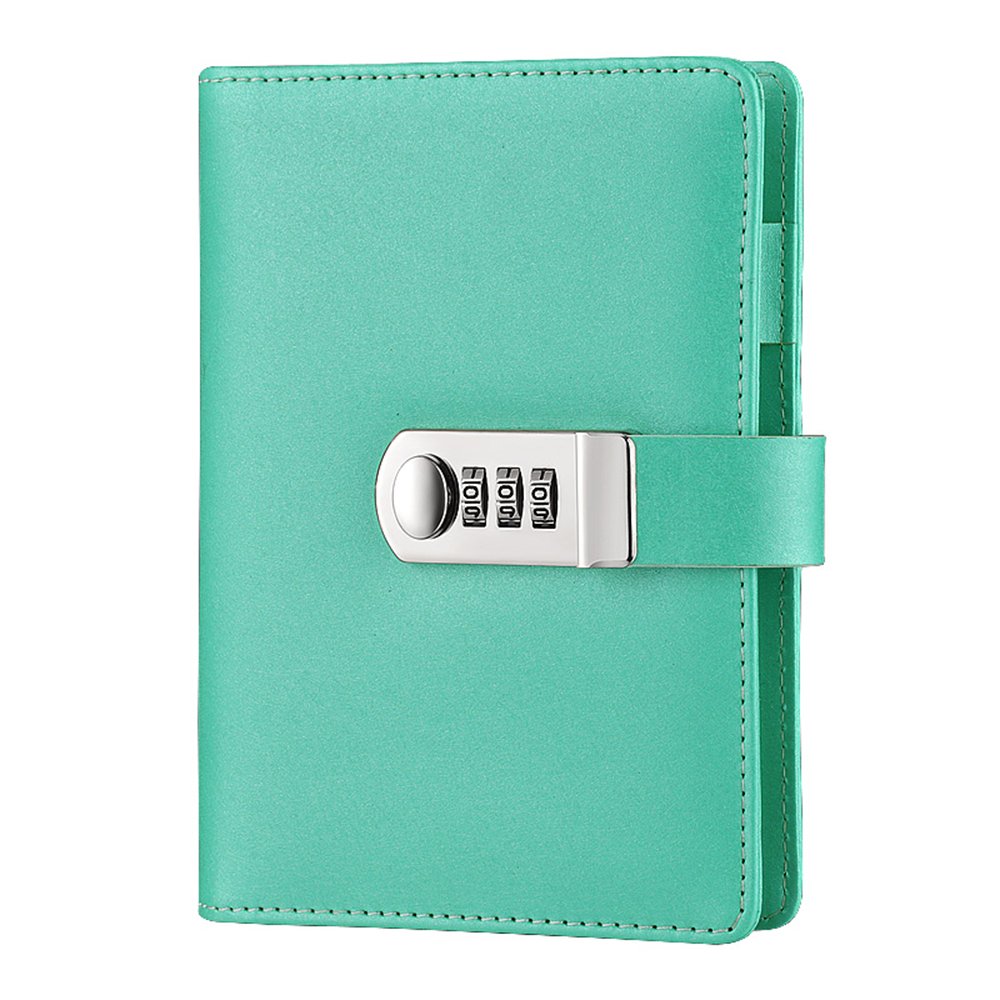 ToiM Macaroon Color PU Leather A6 Loose-leaf Locking Binder Journal With Combination Lock, Passcode Diary Secret Notebook (Green)