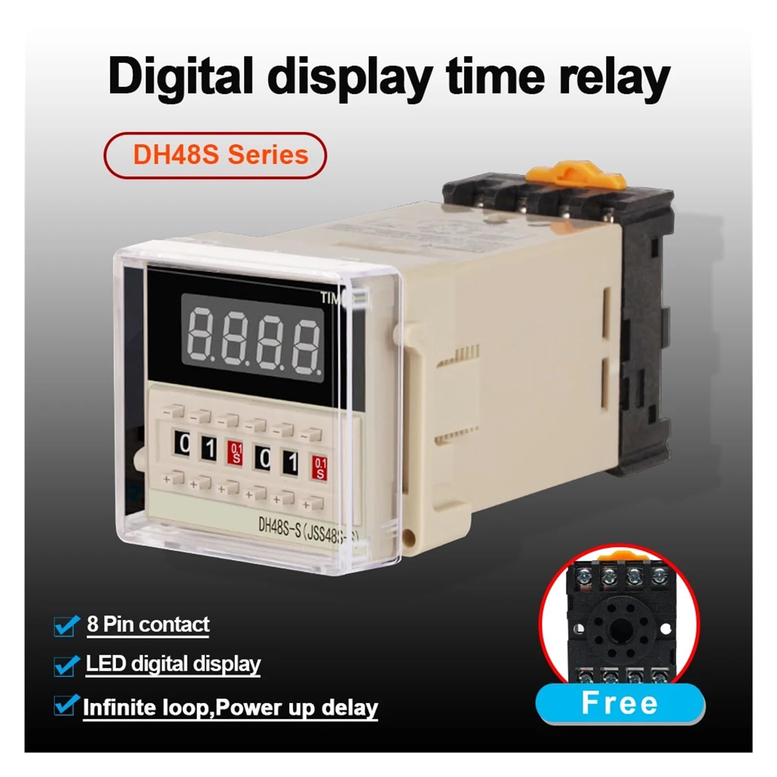 Przekaźnik czasowy DH48S cyfrowy wyświetlacz czasowy przekaźnik opóźniający cykl AC36 V DC 12 V24 V regulator czasu (DH48S-2Z, AC 380V)