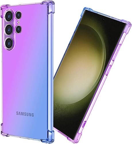 DFTCVBN Funda de teléfono para Galaxy S23 Ultra, S23 Ultra SM-S918U, cristal arco iris degradado delgado transparente cubierta de teléfono TPU parte disponible en Yaxa Colombia