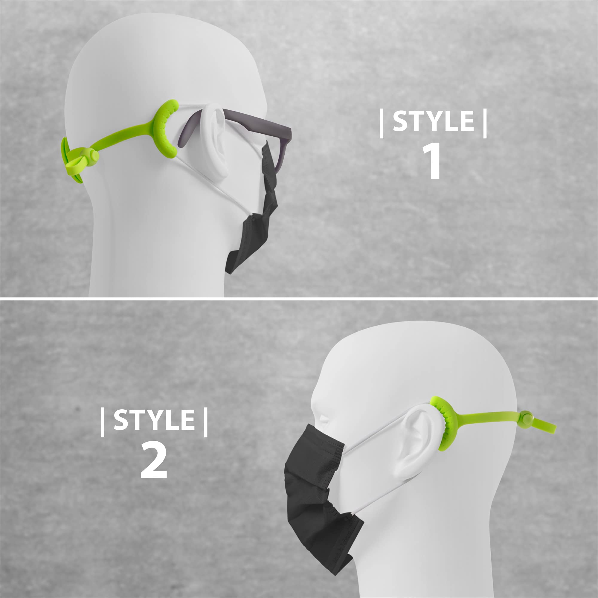 BONE 3er Pack Maskenhalter Ohrhaken, Anti-Rutsch Maskenhalterung Hinterkopf, Verstellbares Silikon Maskenband, Entlastung Ohrenschoner Maskenverlängerung für Kinder Erwachsene - Kurze Schwarze Set
