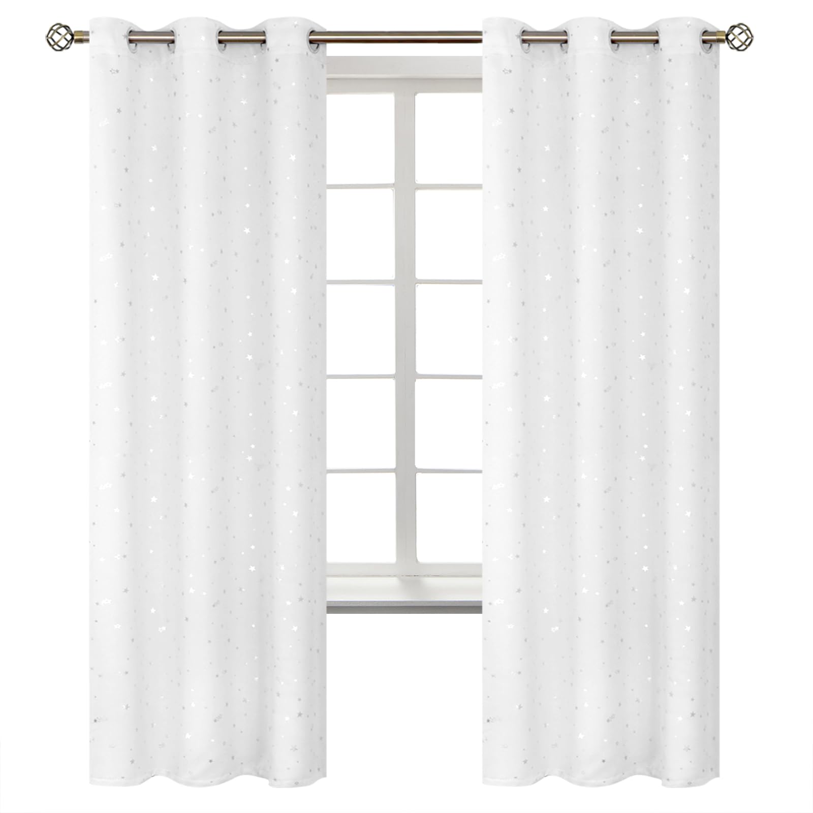 BGment Kids Room Darkening Curtains for Bedroom 72 Inch - White 2 Panels