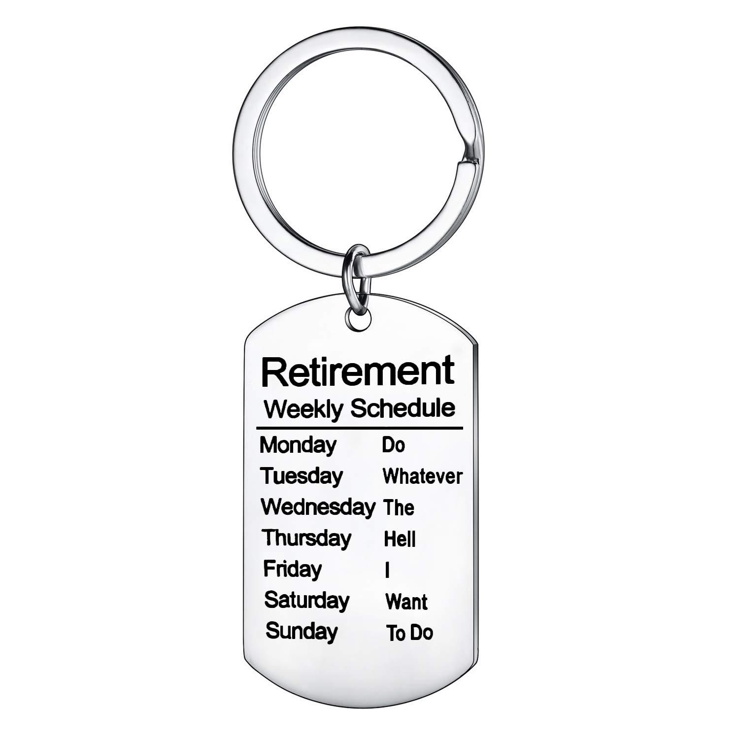 YEEQIN Funny Retirement Gifts Retired Schedule Calendar Keychain for Coworkers Office Family Creative Key Chain for Retired Men Silver