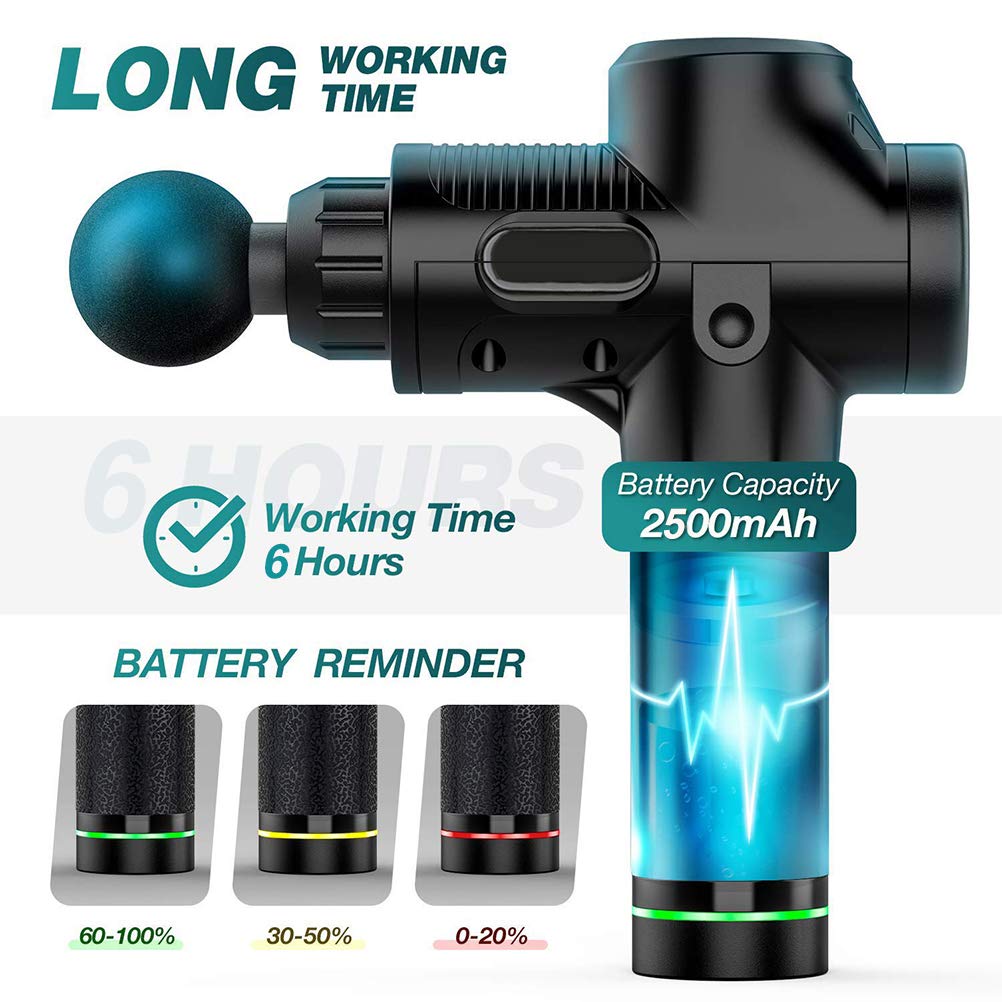 Pistola de Masaje Muscular electrónica con Pantalla LCD de 4 Cabezas, 30 velocidades, Ayuda a Promover la circulación sanguínea