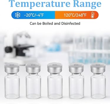 10 Pack 2ml Sealed Sample Vials, Empty Transparent Storage Glass Vials with Self-Healing Rubber Stopper Crimp Top Caps and Flip Top Cap