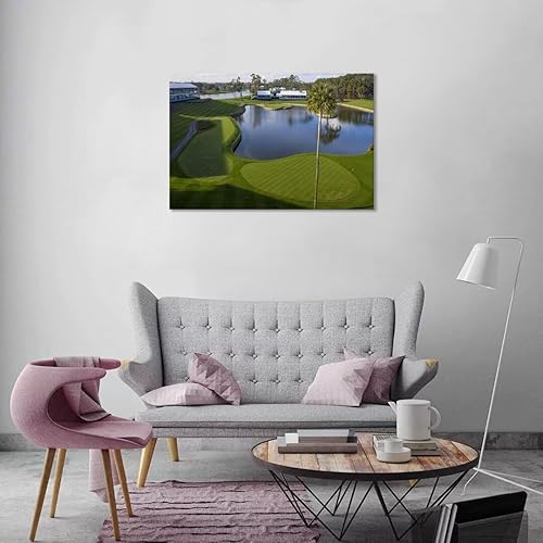 Vista 36 de chenchenArt Arte de pared de campo de golf de Estados Unidos, TPC, Sawgrass Golf Course, impresiones en lienzo, decoración de pared de golf para Rojo